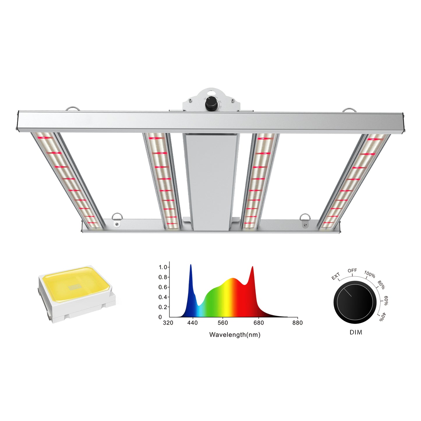 SAMPHON Led Grow Light 4x4ft 300W Dimmable Full Spectrum Grow Lights 1116Pcs LEDs Growing Lamp for Indoor Plants Daisy Chain Greenhouse Veg Bloom Hydroponic