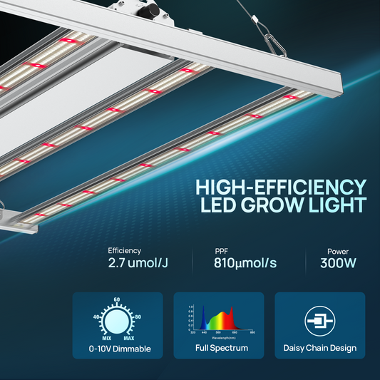 SAMPHON Led Grow Light 4x4ft 300W Dimmable Full Spectrum Grow Lights 1116Pcs LEDs Growing Lamp for Indoor Plants Daisy Chain Greenhouse Veg Bloom Hydroponic