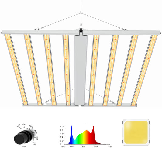 SAMPHON LED Grow Light 720W 5x5ft Coverage 2816Pcs LEDs Full Spectrum Dimmable Grow Lamp Daisy Chain 8 Bar LED Grow Lights for Indoor Plant Veg Seed and Bloom 2.7 µmol/J