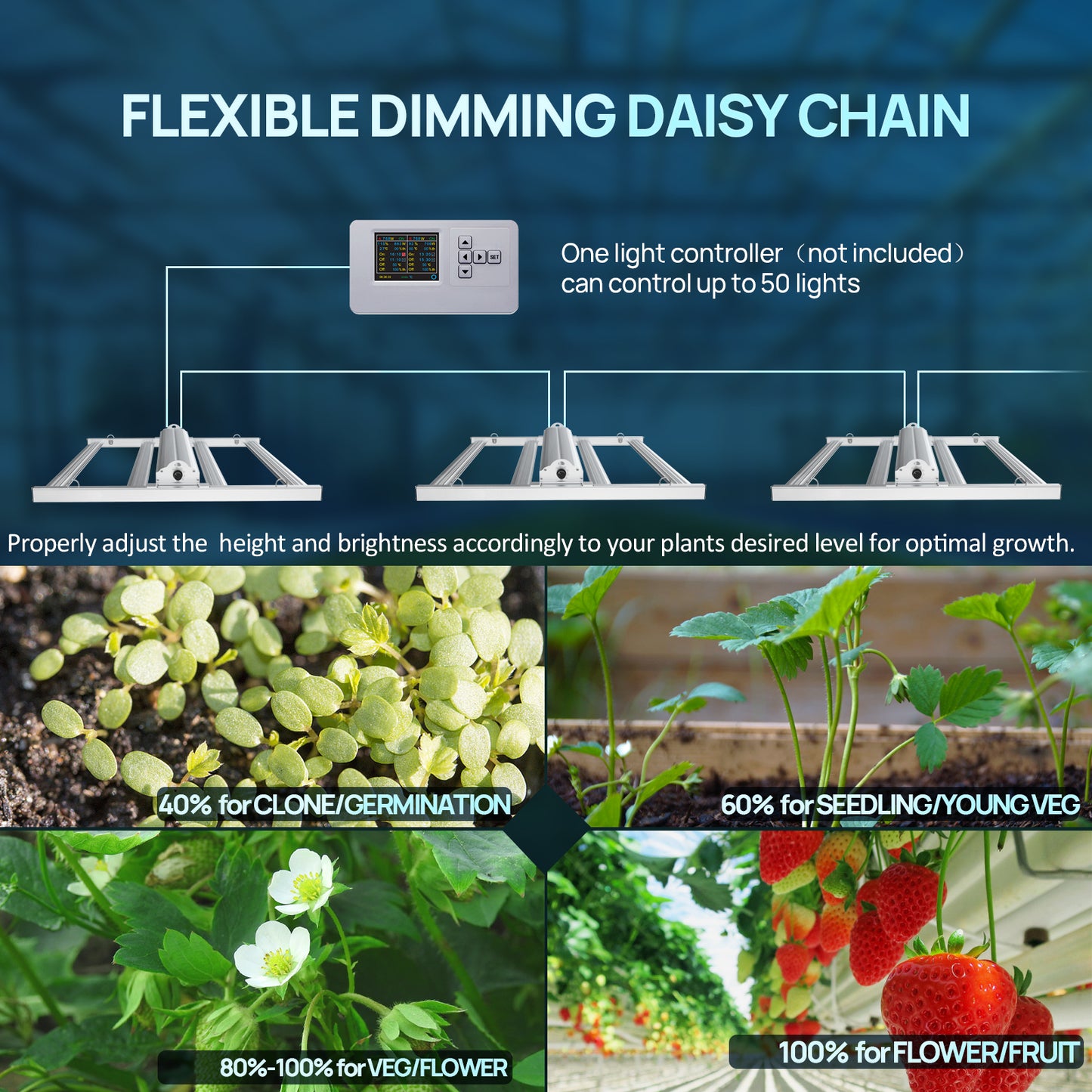 SAMPHON Led Grow Light 4x4ft 300W Dimmable Full Spectrum Grow Lights 1116Pcs LEDs Growing Lamp for Indoor Plants Daisy Chain Greenhouse Veg Bloom Hydroponic