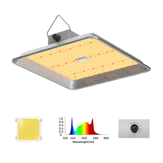 Samphon Led Grow Light for Indoor Plants Full Spectrum 100W Heat lamp 2x2ft Coverage Dimmable Daisy Chain Growing Lights with All Aluminum Reflector Hood Cooling System for Veg and Bloom