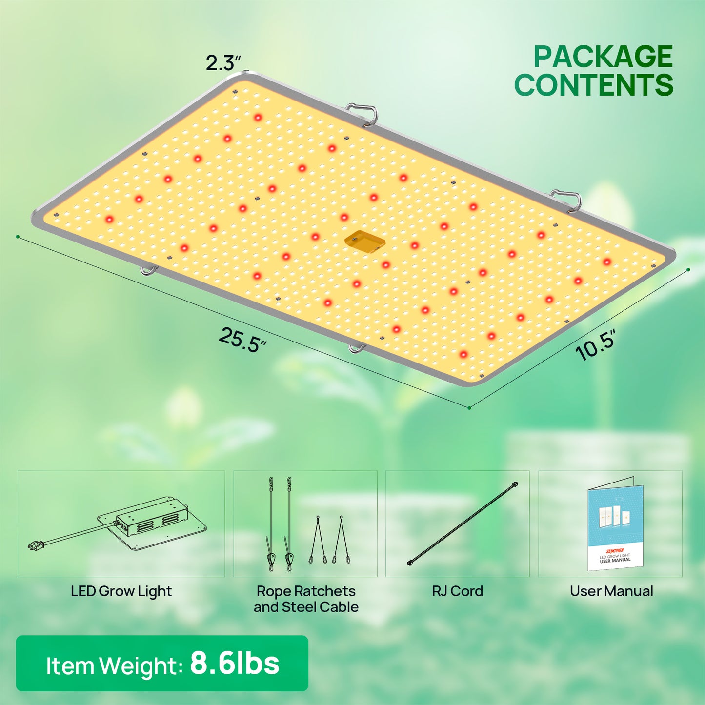 SAMPHON LED Grow Lights for Indoor Plants 2x4ft Dimmable Full Spectrum LED Grow Light, Daisy Chain Plant Light, 200W Power Adjustable Indoor Plant Light LED Grow Lights for seed starting Veg and Bloom