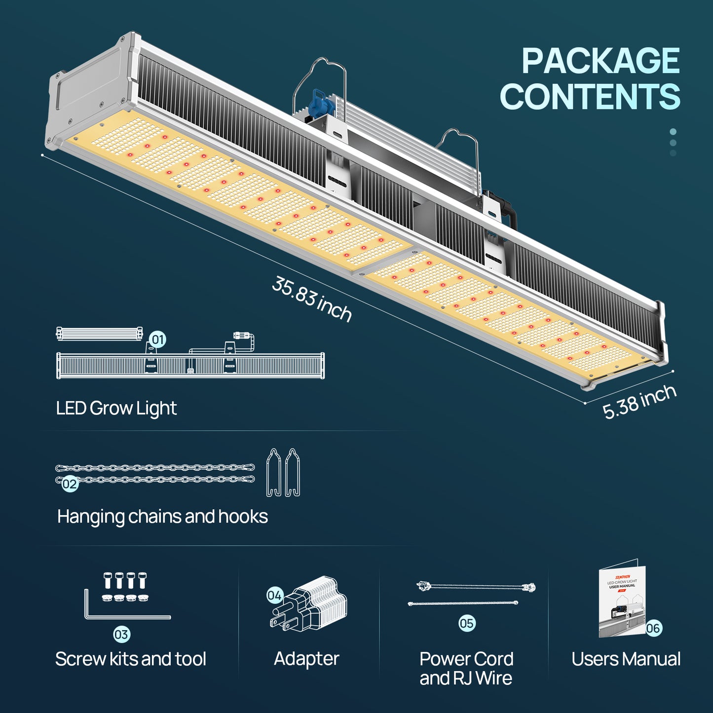 SAMPHON Led Grow Lights 2x4ft Coverage 1080pcs LEDs Dimmable Daisy Chain Full Spectrum 320W Hanging Plant Lights for Indoor Growing,2.7 umol/J Grow Lamp for Indoor Plants Veg and Bloom